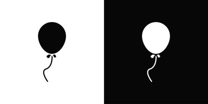Balloon icon in flat version on black and white background