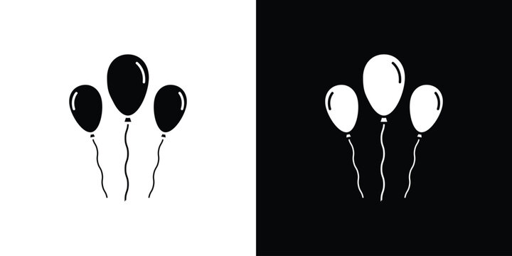 Balloon icon in flat version on black and white background