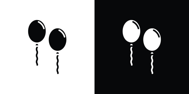 Balloons icon in flat version on black and white background