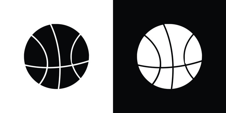 Basketball icon in flat version on black and white background