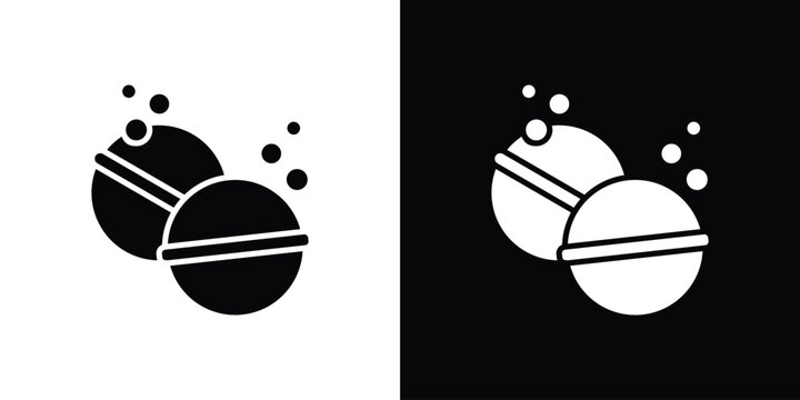 Bath salts bomb icon in flat version on black and white background