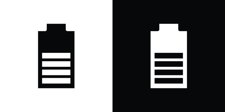 Battery icon in flat version on black and white background
