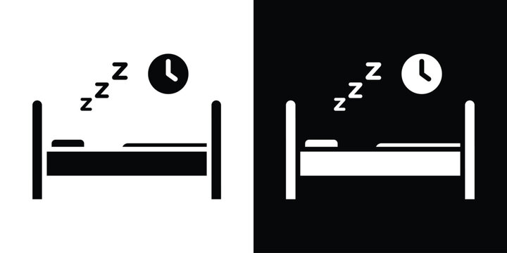 Bedtime icon in flat version on black and white background