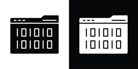 Poster - Binary code icon in flat version on black and white background