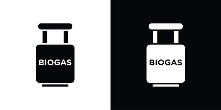 Biogas icon in flat version on black and white background