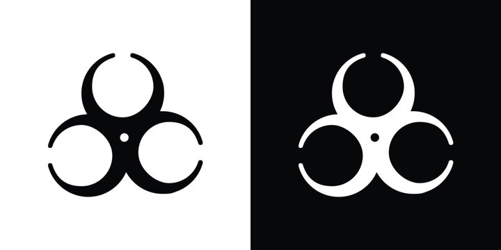 Biohazard icon in flat version on black and white background