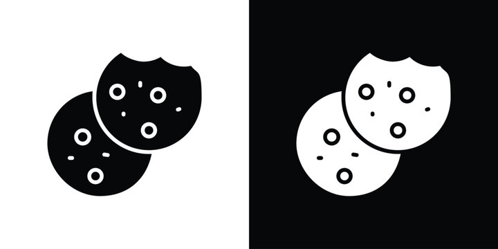 Biscuit icon in flat version on black and white background