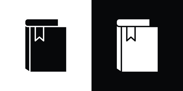 Book bookmark icon in flat version on black and white background