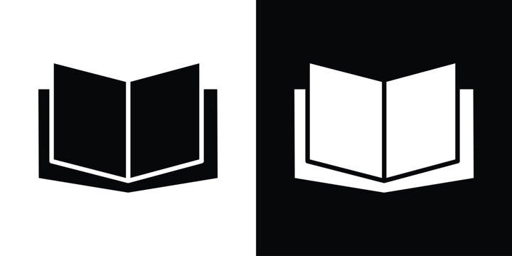 Book open icon in flat version on black and white background