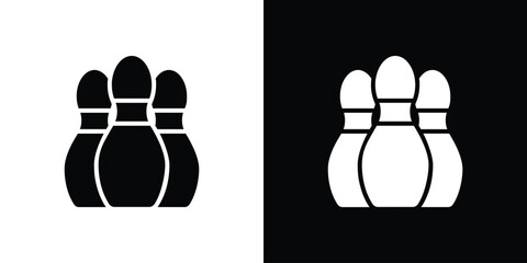 Aufkleber - Bowling pins icon in flat version on black and white background
