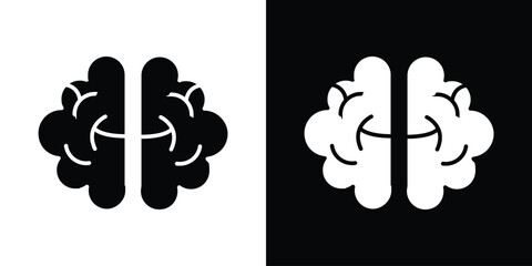 Leinwandbilder - Brain icon in flat version on black and white background