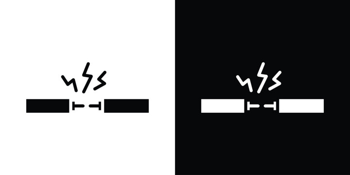 Broken Wire Icon icon in flat version on black and white background