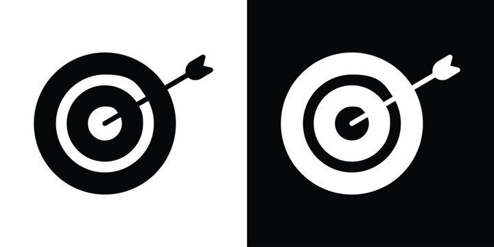 Bullseye icon in flat version on black and white background