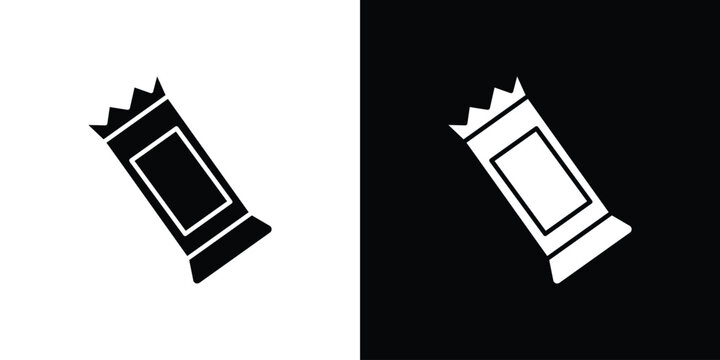 Candy-bar icon in flat version on black and white background