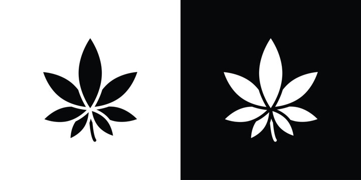 Cannabis icon in flat version on black and white background