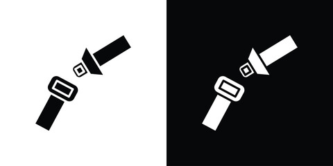Aufkleber - Car seat belt icon in flat version on black and white background