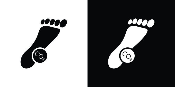 Carbon footprint icon in flat version on black and white background