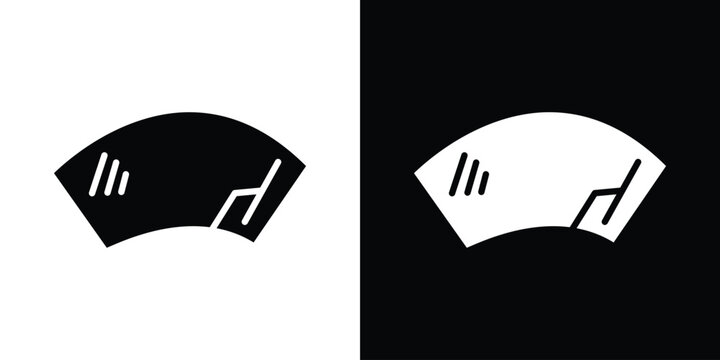 car windscreen icon in flat version on black and white background