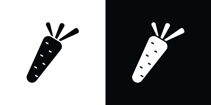 Carrot icon in flat version on black and white background