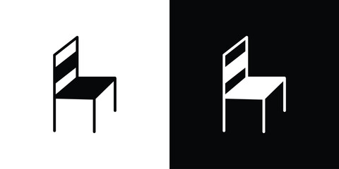 Aufkleber - Chair icon in flat version on black and white background