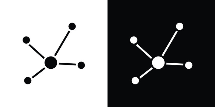 Chart connected icon in flat version on black and white background