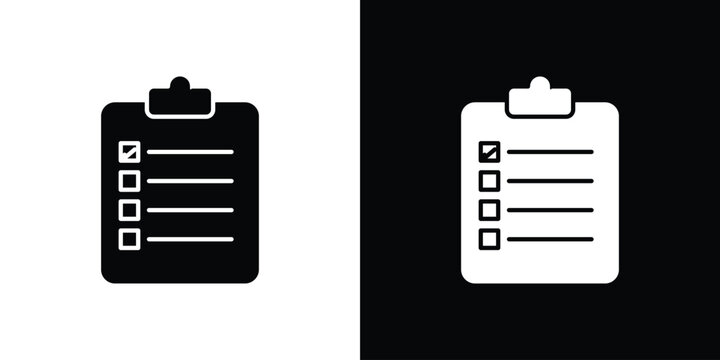 Checklist icon in flat version on black and white background