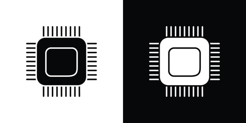 Leinwandbilder - Chip icon in flat version on black and white background