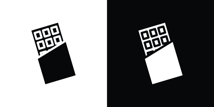 Chocolate icon in flat version on black and white background