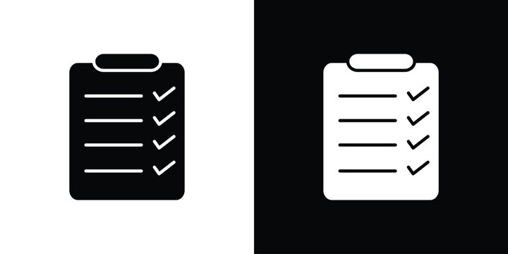 Clipboard icon in flat version on black and white background