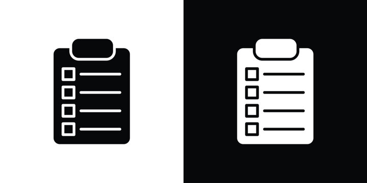 Clipboard icon in flat version on black and white background
