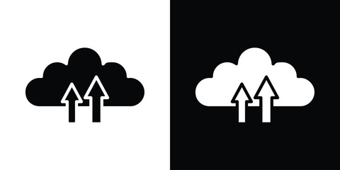 Leinwandbilder - Cloud upload icon in flat version on black and white background