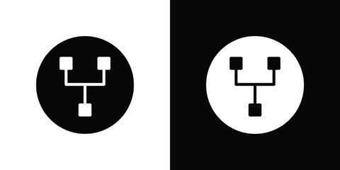 Fototapete - Code Fork icon in flat version on black and white background
