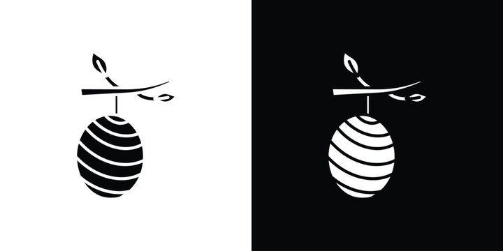 Cocoon icon in flat version on black and white background