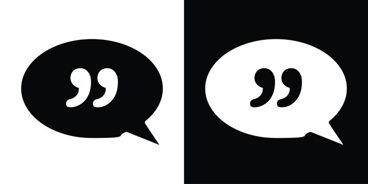 Comment quote icon in flat version on black and white background
