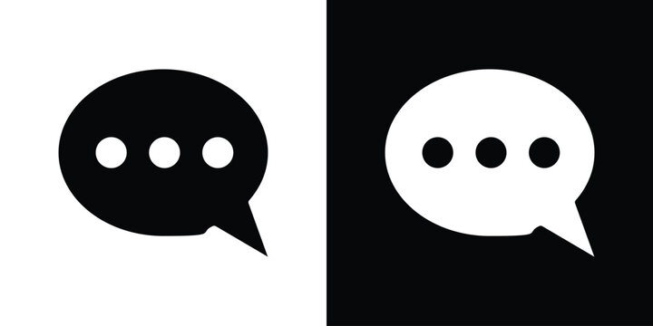 Comments icon in flat version on black and white background