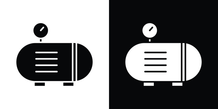Compressor icon in flat version on black and white background
