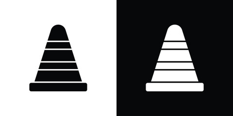 Aufkleber - Construction cone icon in flat version on black and white background