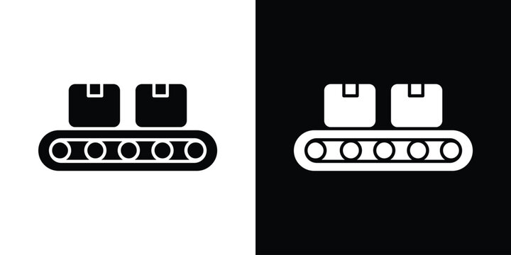 Conveyor belt icon in flat version on black and white background