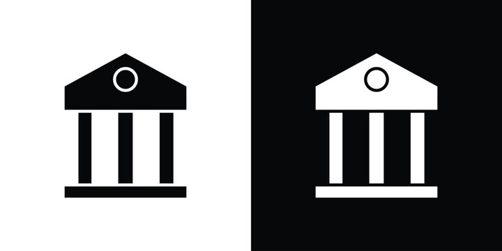 Court icon in flat version on black and white background