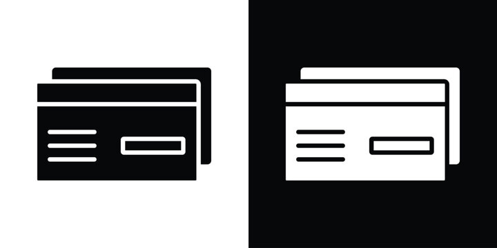 Credit card icon in flat version on black and white background