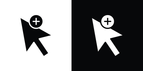 Poster - Cursor plus icon in flat version on black and white background