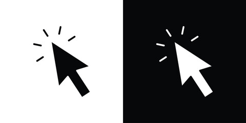 Poster - Cursor icon in flat version on black and white background
