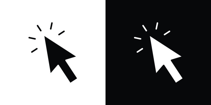 Cursor icon in flat version on black and white background