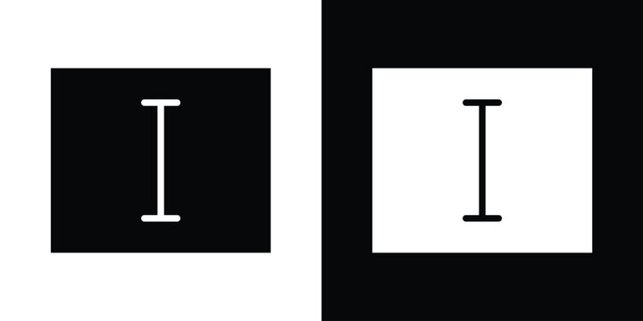 Cursor text icon in flat version on black and white background