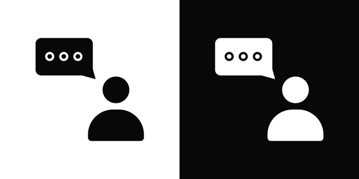 Customer feedback icon in flat version on black and white background