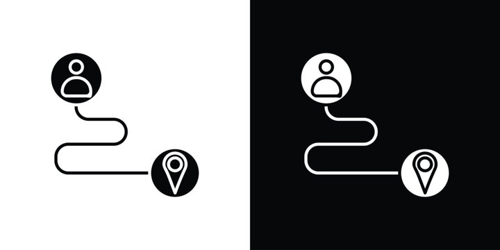 Customer journey icon in flat version on black and white background
