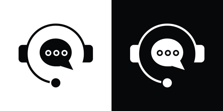 Customer support icon in flat version on black and white background