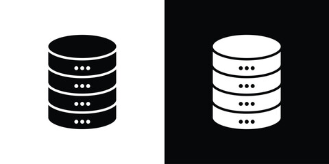 Poster - Database icon in flat version on black and white background