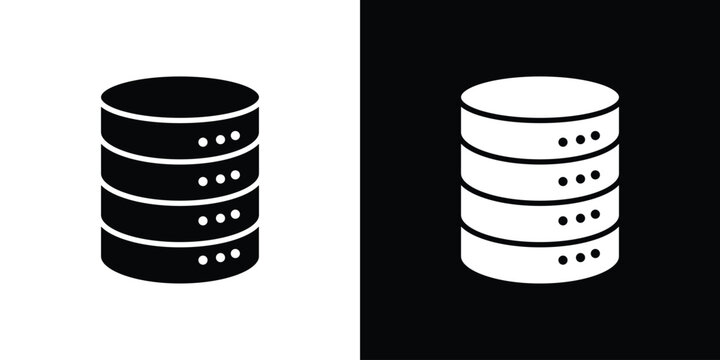 Database icon in flat version on black and white background