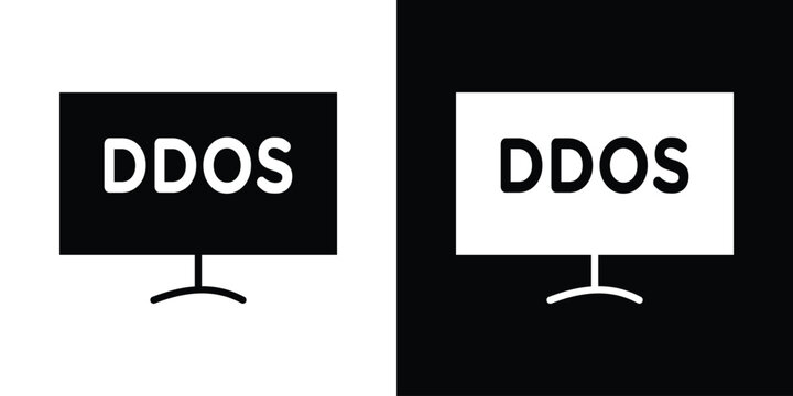 Ddos icon in flat version on black and white background